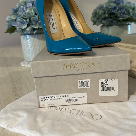 Jimmy Choo Anouk turquoise patent stilettos size 36.5 - Picture 10 of 10